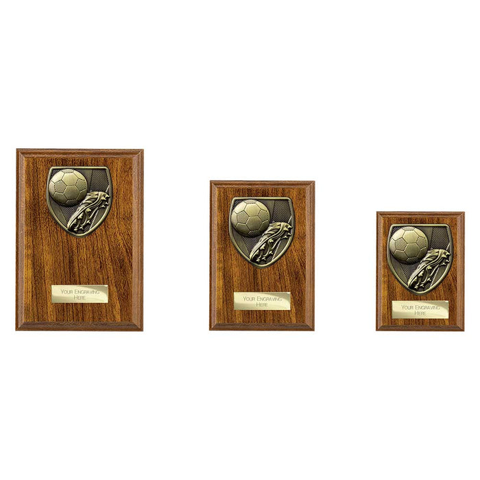 Cobra Plaque Football Boot & Ball Award - Walnut Finish