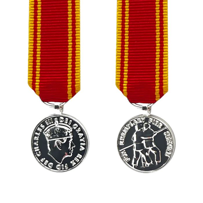 King Charles III Fire Service Long Service Miniature Medal