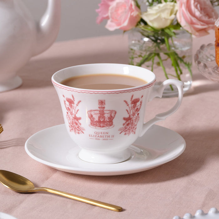 Queen Elizabeth Commemorative Fine Bone China Cup & Saucer