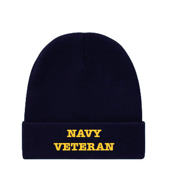 NAVY Veteran Embroidered Beanie Hat