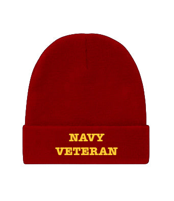 NAVY Veteran Embroidered Beanie Hat